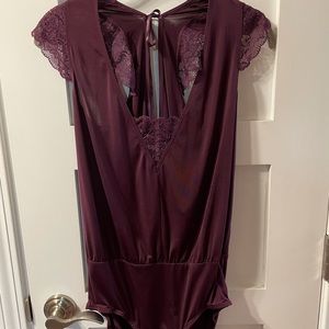 Adore Me deep purple body suit.